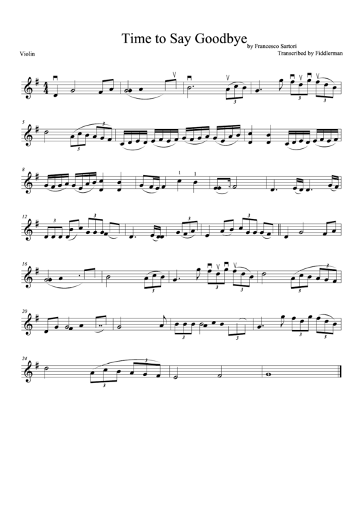 Time To Say Goodbye Music Sheet