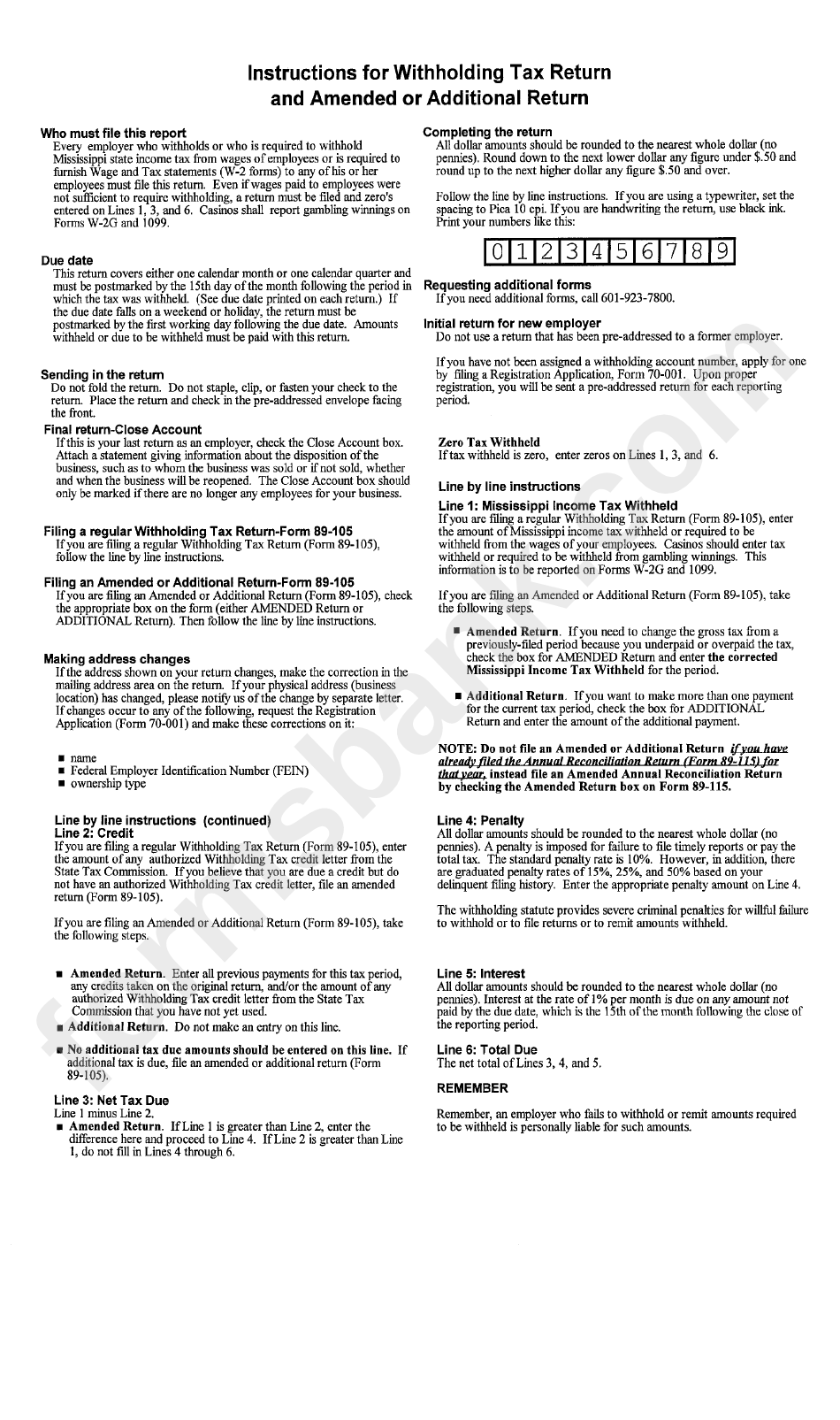 Instructions For Withholding Tax Return And Amended Or Additional Return