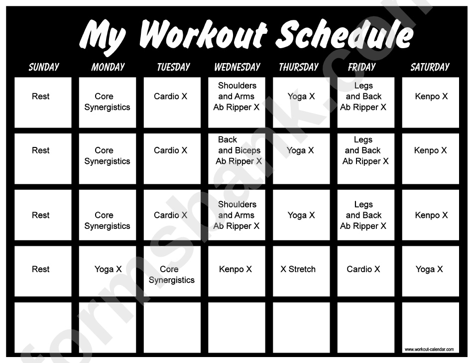  P90x Lean Workout Schedule Printable Pdf Download