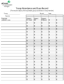 Girl Scouts Troop Attendance And Record Sheet