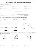 Algebra Ii Unit: Trigonometry Review Sheet