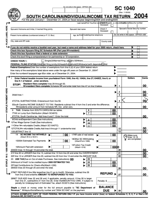 form-sc-1040-south-carolina-individual-income-tax-return-2004