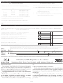 Form Psa Instructions - Business Privilege Tax Return And Annual Report - Instructions For The Preparation Of The Alabama - 2003