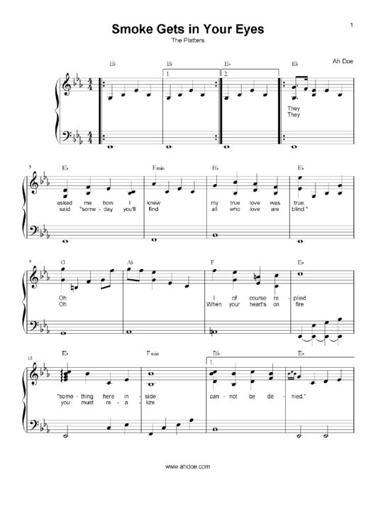 The Platters - Smoke Gets In Your Eyes Sheet Music Printable pdf