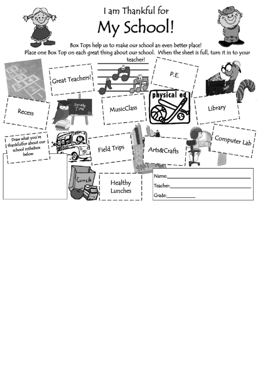 My School - Box Top Collection Sheets Printable pdf