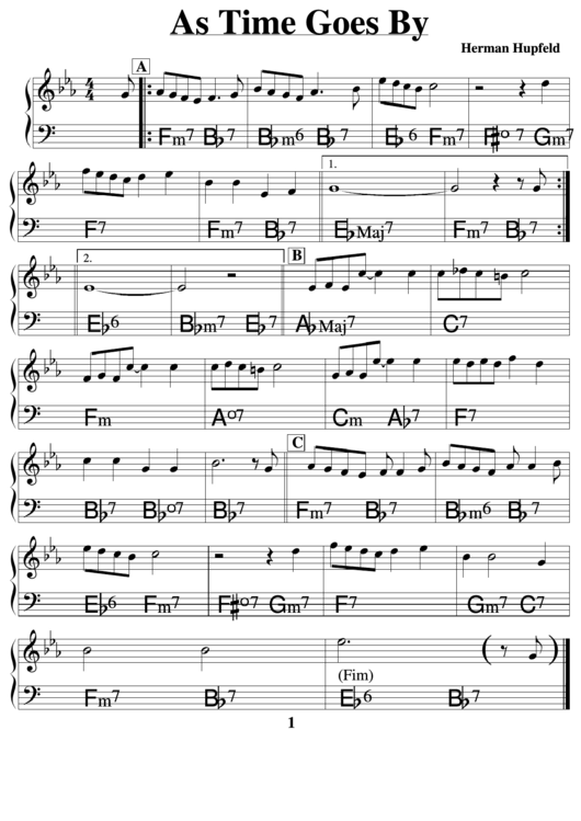 Herman Hupfeld - As Time Goes By Sheet Music Printable pdf