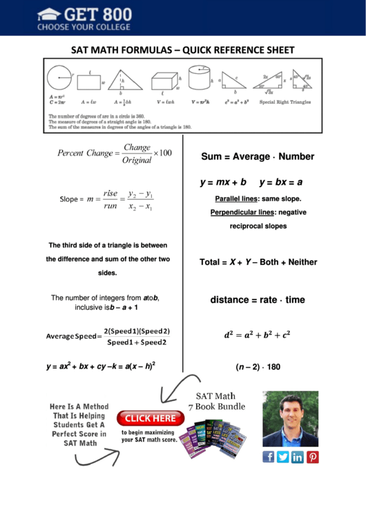 Sat Math Formulas Quick Reference Sheet Printable pdf