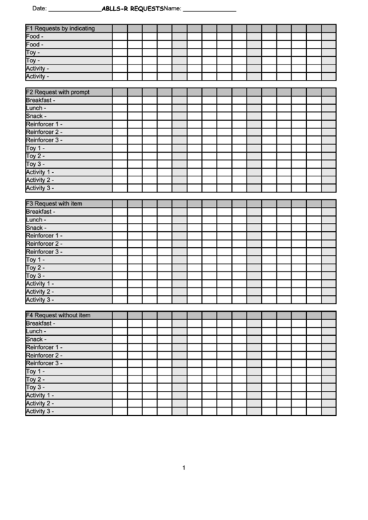 Ablls-R Requests Tracking Sheets Printable pdf