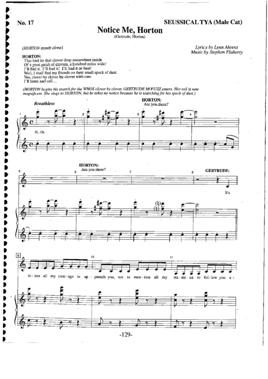 Stephen Flaherty - Seussical Tya - Notice Me, Horton Sheet Music Printable pdf
