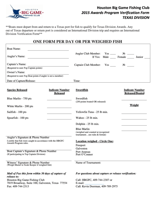 2015 Awards Program Verification Form Printable pdf