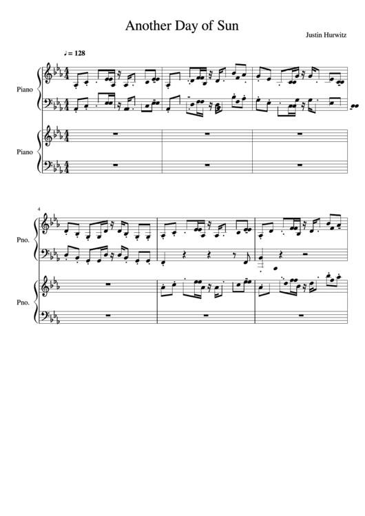 Justin Hurwitz - Another Day Of Sun Sheet Music Printable pdf