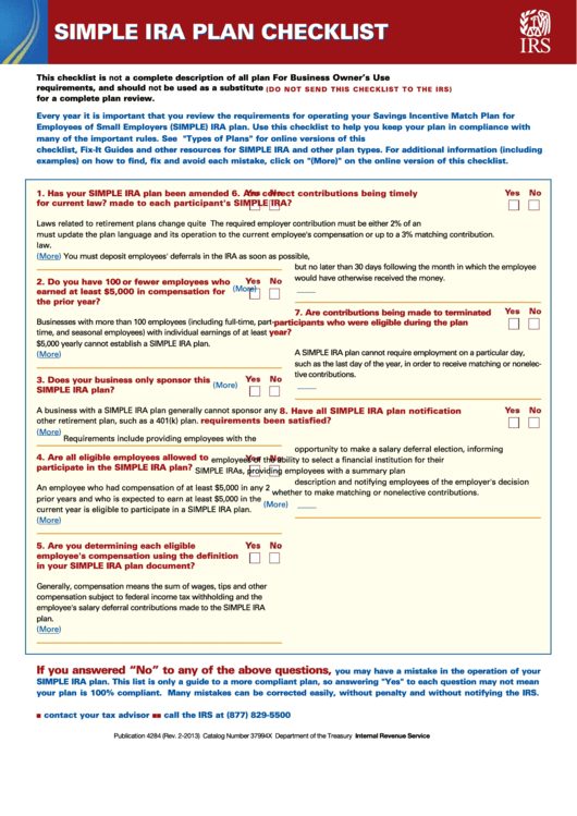 publication-4284-simple-ira-plan-checklist-internal-revenue-service