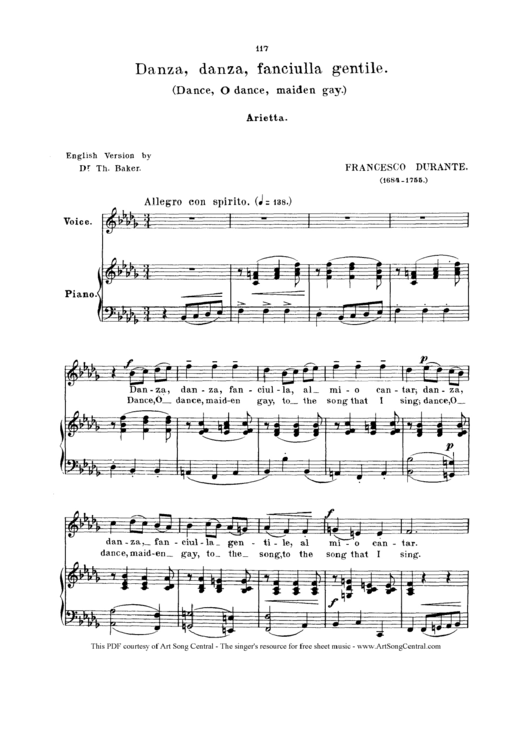 Francesco Durante - Danza, Danza, Fanciulla Gentile Sheet Music Printable pdf