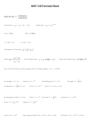 Mat 118 Formula Sheet Printable pdf