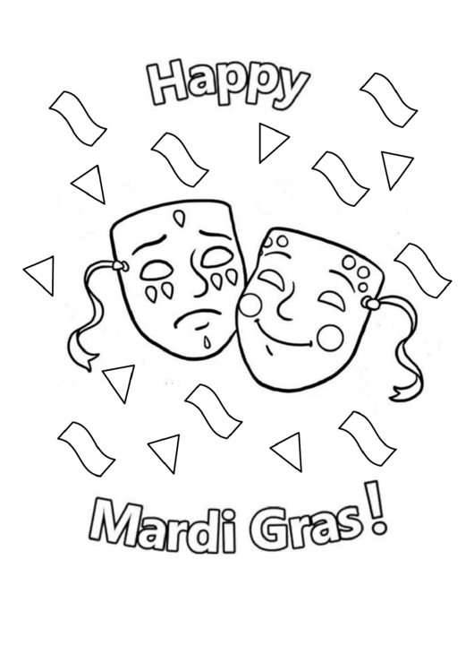 Happy Mardi Gras Coloring Sheet Printable pdf