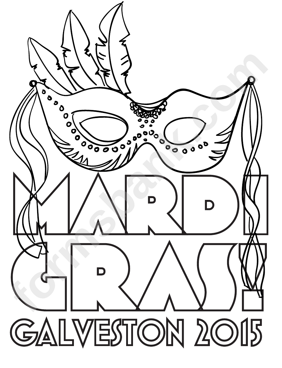 Mardi Gras Coloring Contest Sheet - 2015