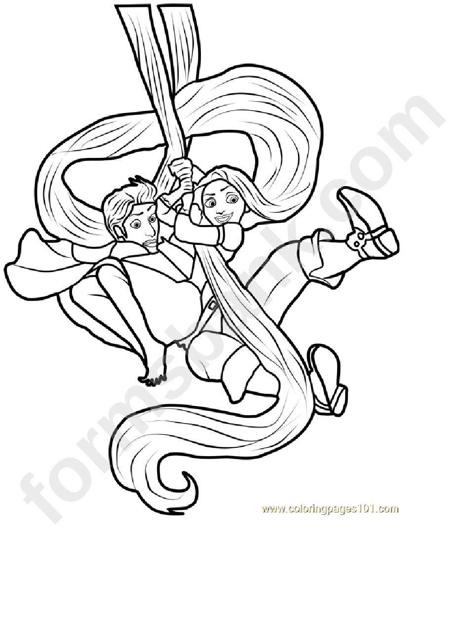Rapunzel And Flynn Coloring Page
