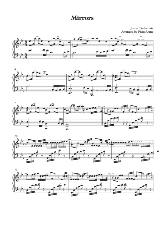 Mirrors - Piano Music Sheet Printable pdf