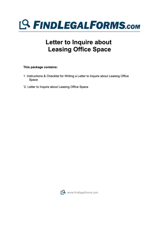 Sample Letter To Inquire About Leasing Office Space Printable pdf