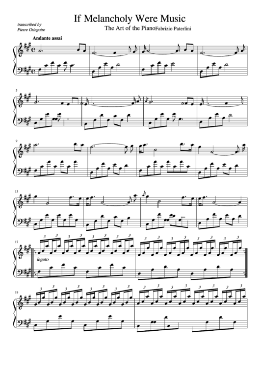 If Melancholy Were Music - Piano Music Sheet Printable pdf