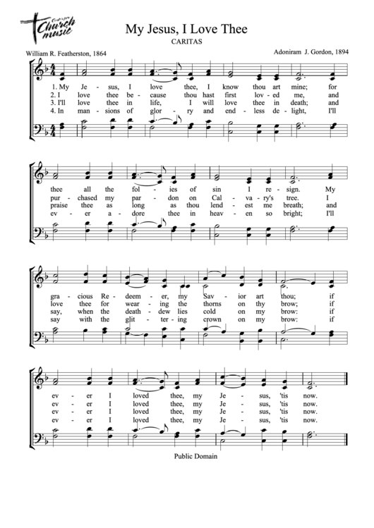 My Jesus, I Love Thee Sheet Music Printable pdf