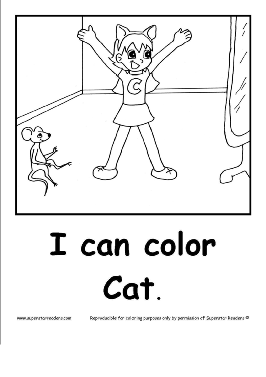 Superstar Readers Coloring Sheet - Cat Printable pdf