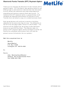 Authorization For Electronic Fund Transfer - Metlife Printable pdf