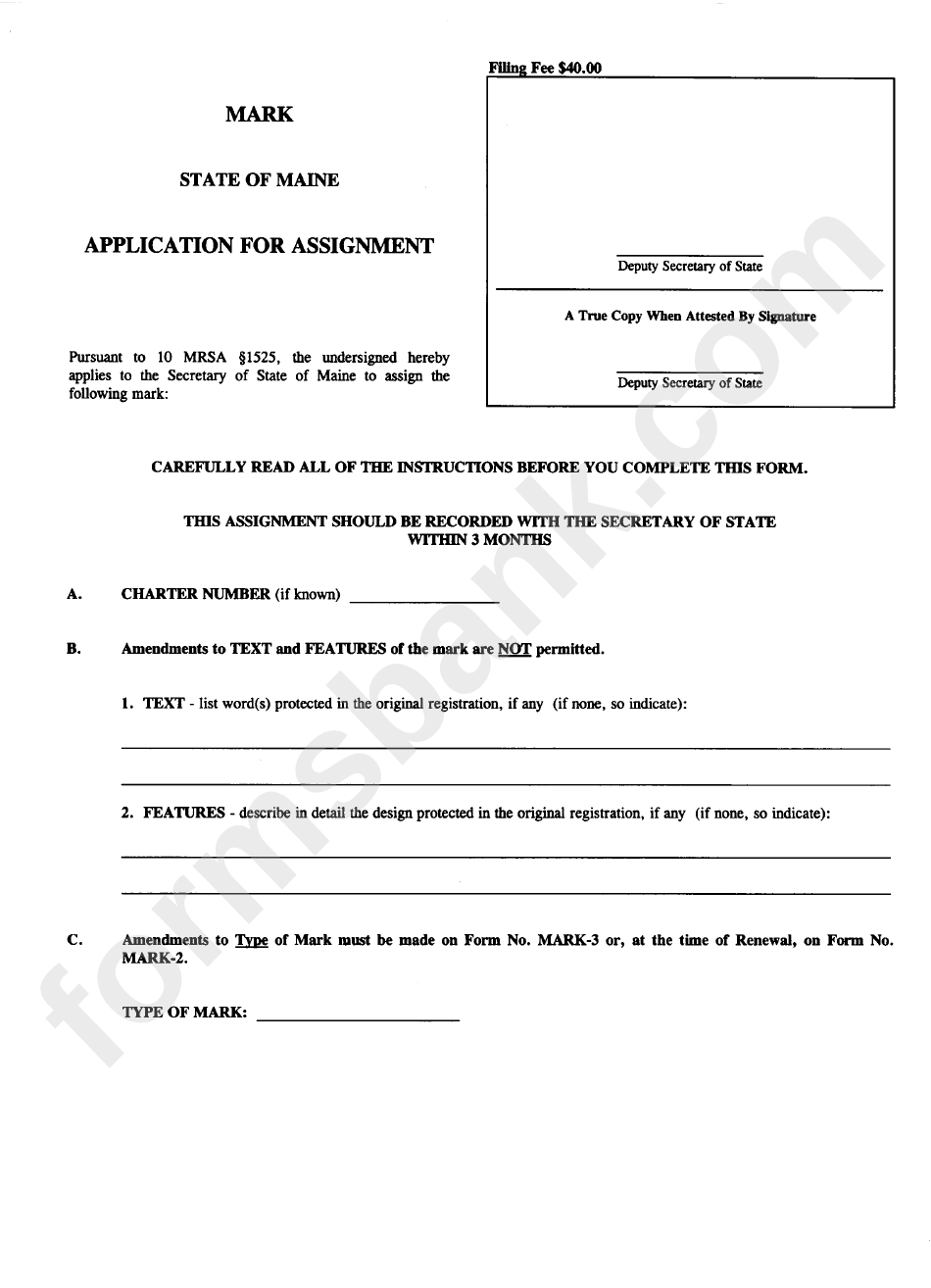 Form Mark-4 - Application For Assignment