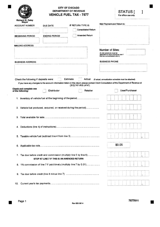 Form 7577 - Vehicle Fuel Tax Printable pdf