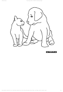 A Puppy With A Kitten Coloring Sheet