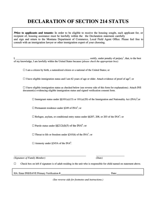 Declaration Of Status Fill Online Printable Fillable 6378