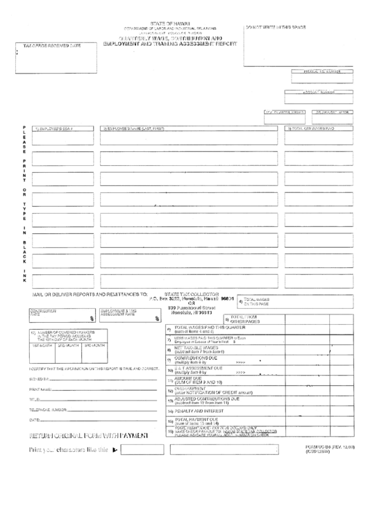 Form Uc-B6 - Quarterly Wage, Contribution And Employment And Training Assessment Report Printable pdf