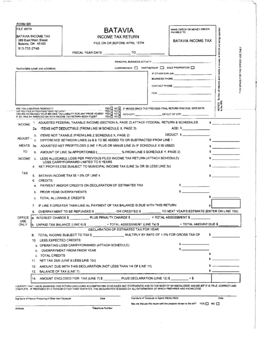 Form Br Batavia Tax Return printable pdf download