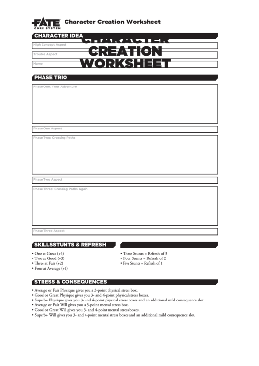 Fate Core Character Creation Worksheet