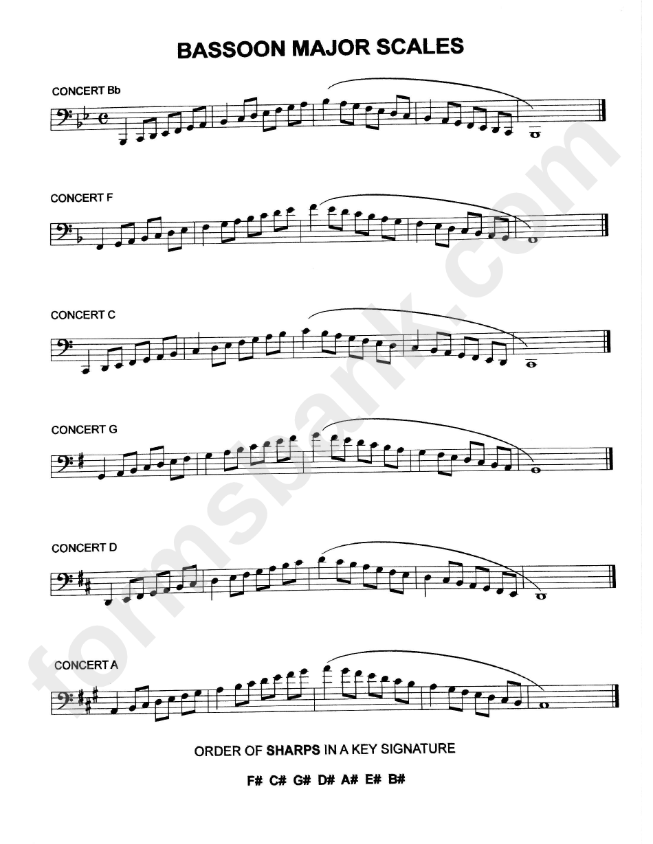 Bassoon Major Scales Music Sheet