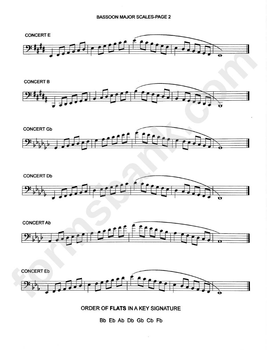 Bassoon Major Scales Music Sheet