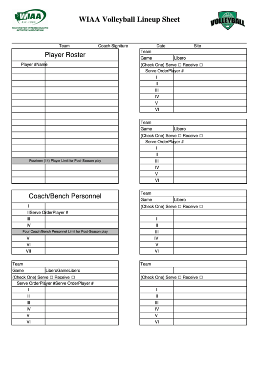 Printable Volleyball Lineup Sheets Printable Word Searches