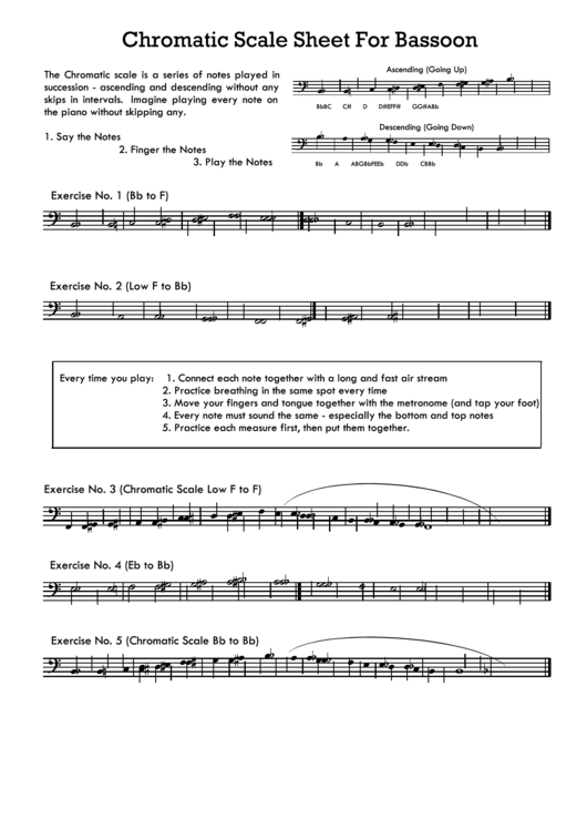 Chromatic Scale Sheet For Bassoon