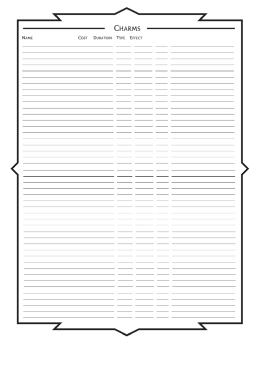 Charms Character Sheet Printable pdf