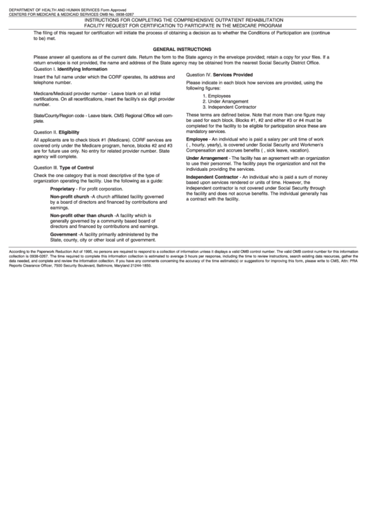 Form Cms-359 - Corf Report For Certification To Participate In Medicare Printable pdf