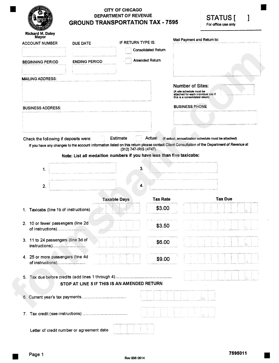 Ground Transportation Tax-7595 - City Of Chicago