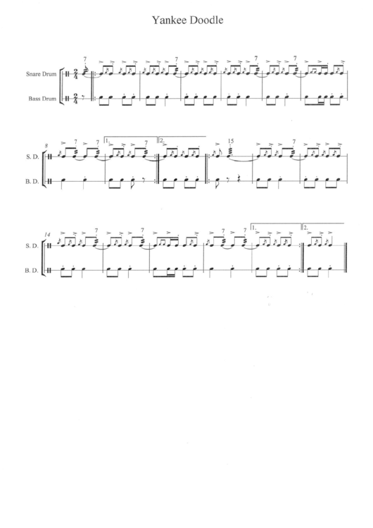 Yankee Doodle Music Sheet Printable pdf