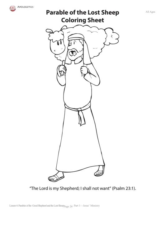 Parable Of The Lost Sheep Coloring Sheet