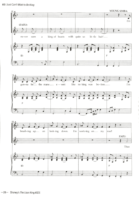 Lion King - I Just Can't Wait To Be A King Sheet Music