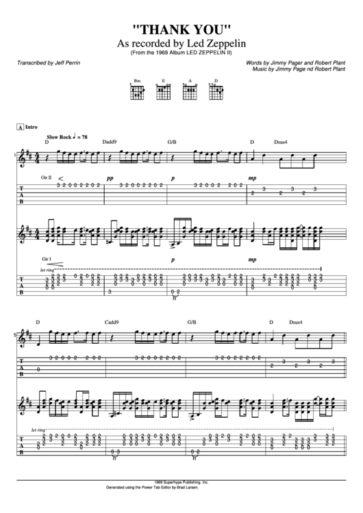 Led Zeppelin - Thank You Sheet Music Printable pdf