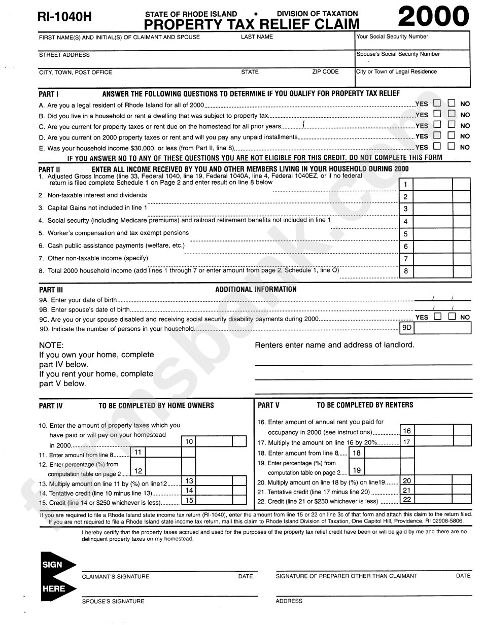 form-ri-1040h-property-tax-relief-claim-2000-printable-pdf-download