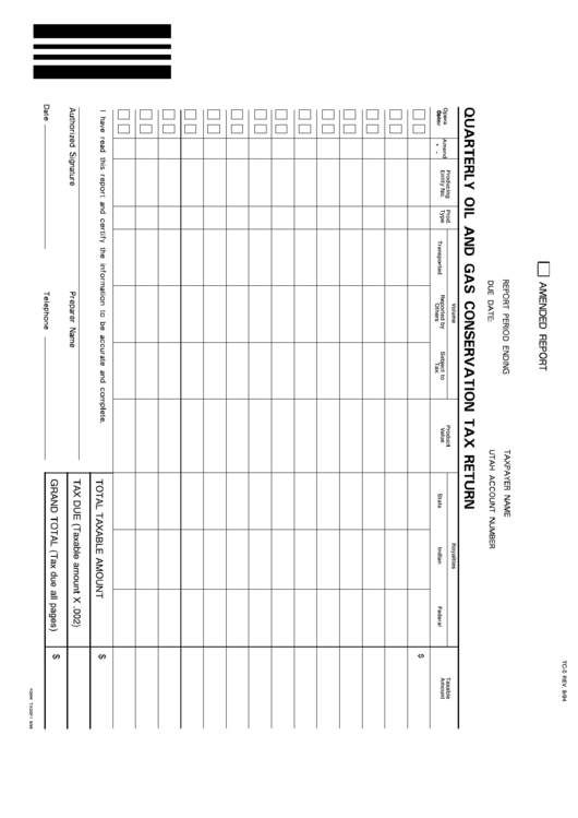 Form Tc-5 - Quarterly Oil And Gas Conservation Tax Return Printable pdf