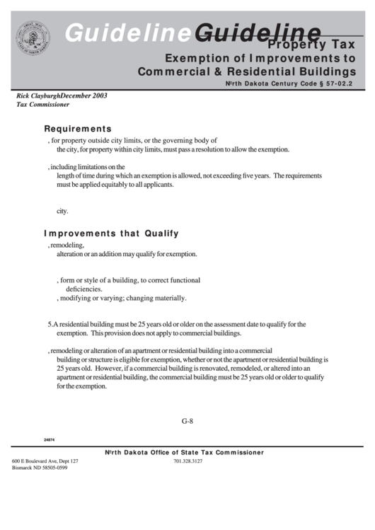 Guideline Property Tax Exemption Of Improvements To Commercial
