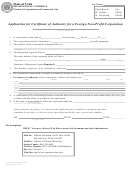 Application For Certificate Of Authority For A Foreign Non-profit Corporation