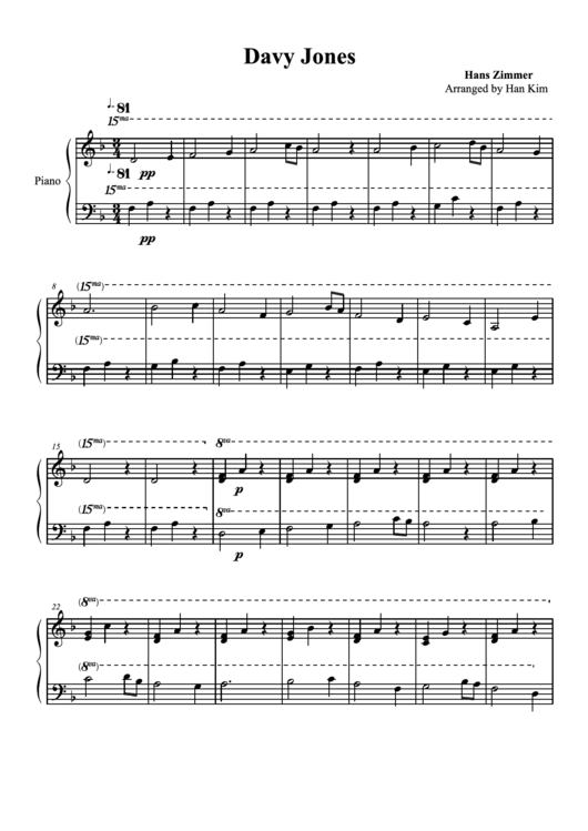 Hans Zimmer - Davy Jones Sheet Music printable pdf download